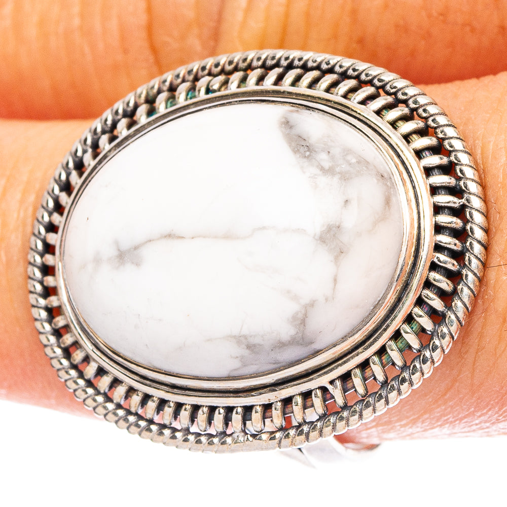 Large Howlite 925 Sterling Silver Ring Size 9 (925 Sterling Silver) R6418