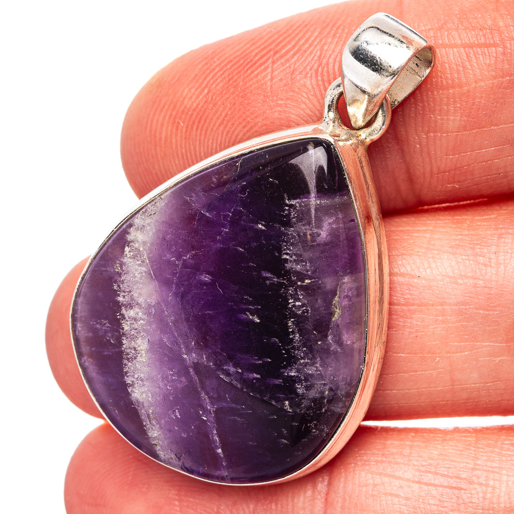 Chevron Amethyst Pendant 1 5/8" (.925 Sterling Silver)