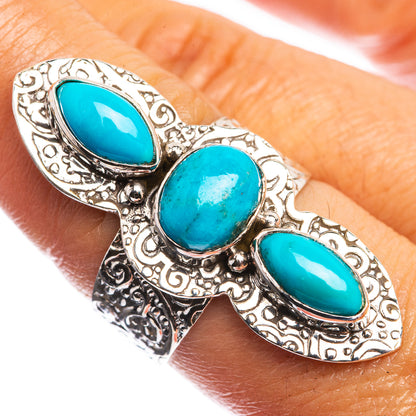 Large Sleeping Beauty Turquoise 925 Sterling Silver Ring Size 7.75