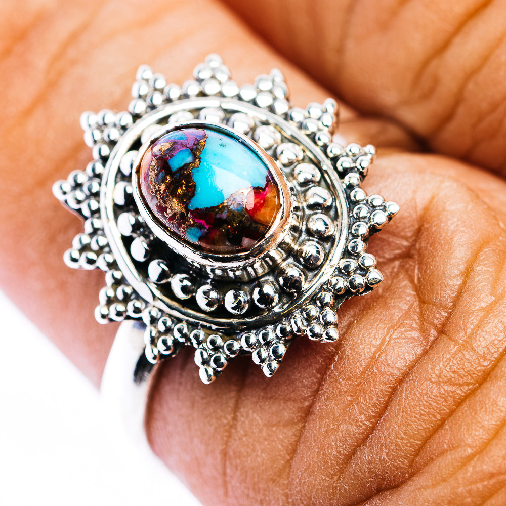 Purple Copper Turquoise Ring Size 7.5 (.925 Sterling Silver)