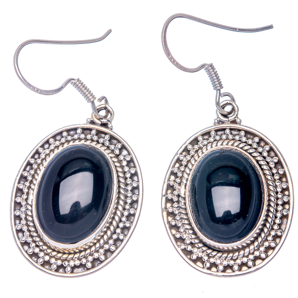 Black Onyx Earrings 1 3/4" (925 Sterling Silver) E433148