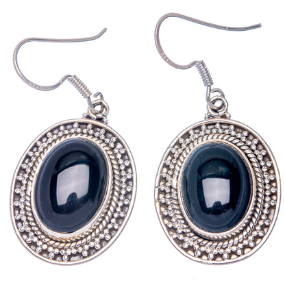 Black Onyx Earrings 1 3/4" (925 Sterling Silver) E433148