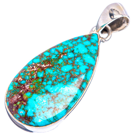 Rare Nevada turquoise teardrop pendant in .925 sterling silver with bail loop