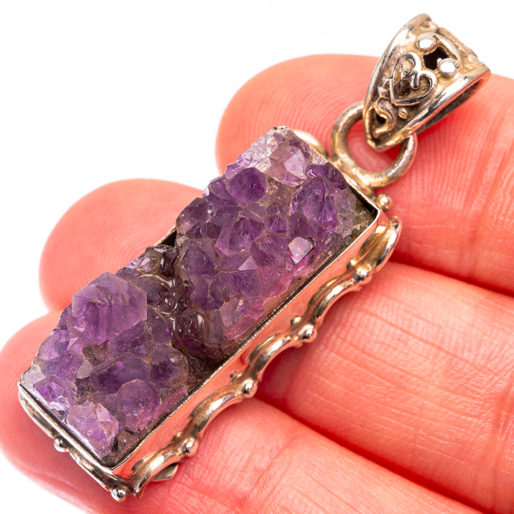 Amethyst Crystal Pendant 1 5/8" (925 Sterling Silver) P38713