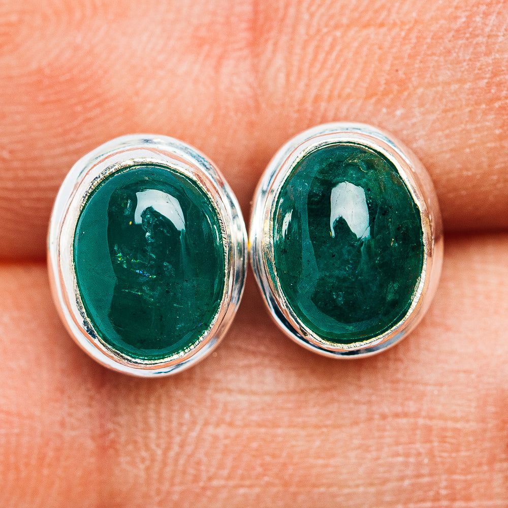 Premium Zambian Emerald Earrings 3/8" (.925 Sterling Silver)