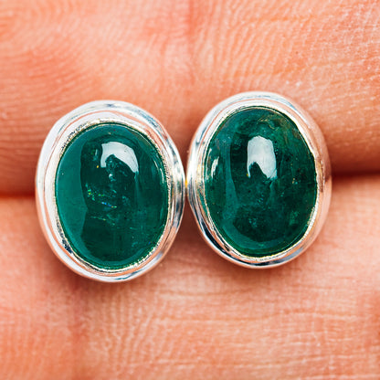 Premium Zambian Emerald Earrings 3/8" (.925 Sterling Silver)