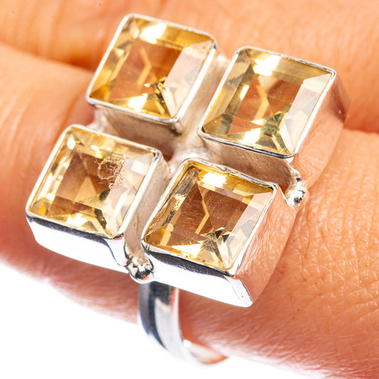 Large Faceted Citrine 925 Sterling Silver Ring Size 10