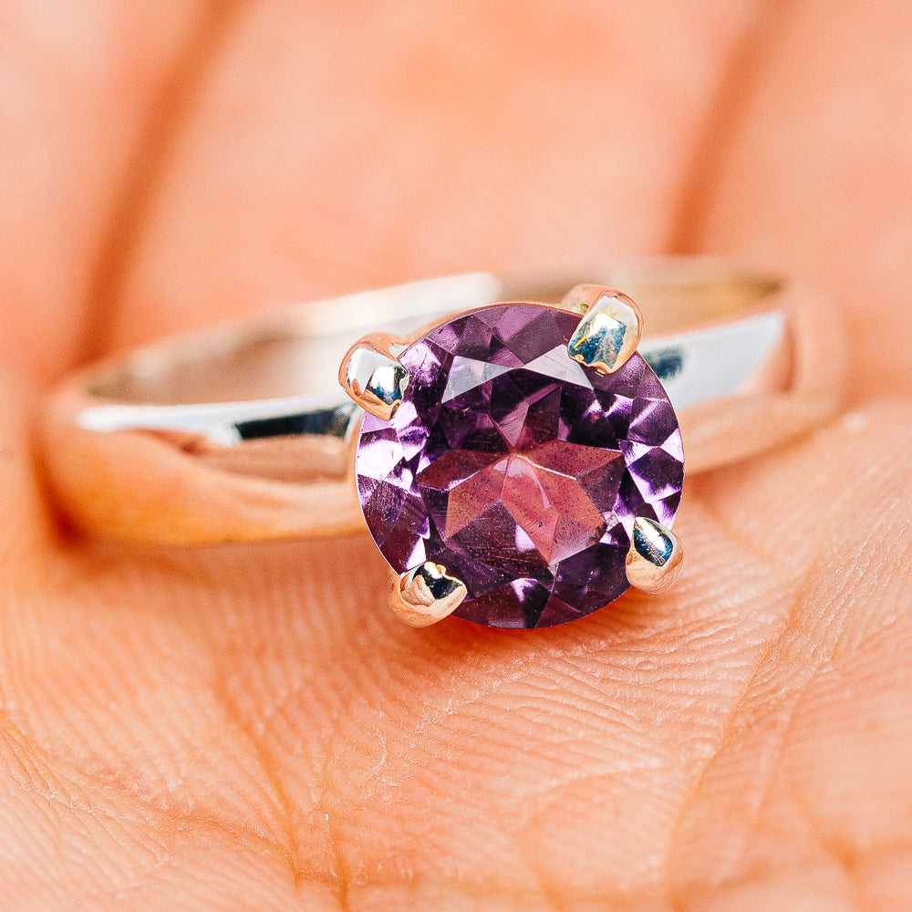 Faceted Amethyst Ring Size 7.75 (.925 Sterling Silver)