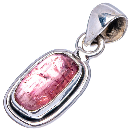 .925 sterling silver pendant with oval pink tourmaline and top bail loop.