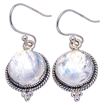 Rainbow Moonstone Earrings 1 3/8" (.925 Sterling Silver)