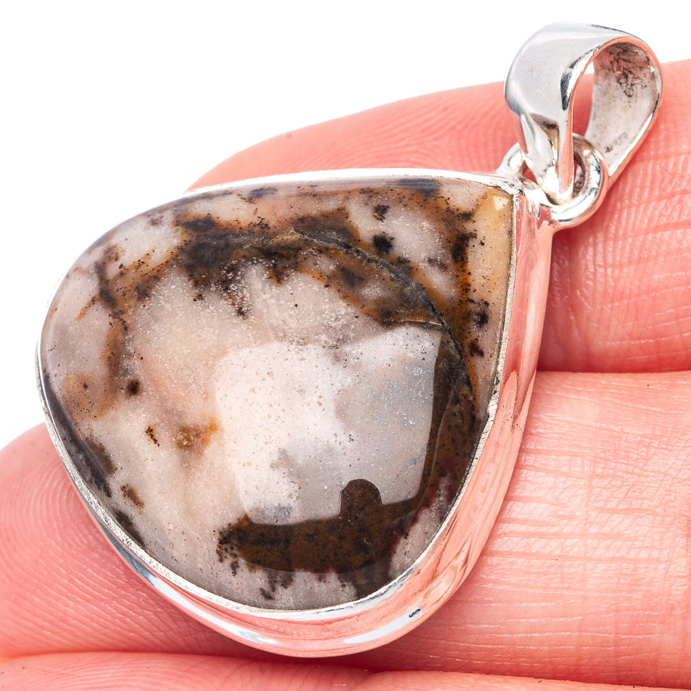 Coconut jasper teardrop pendant in 925 sterling silver bezel, with loop bail