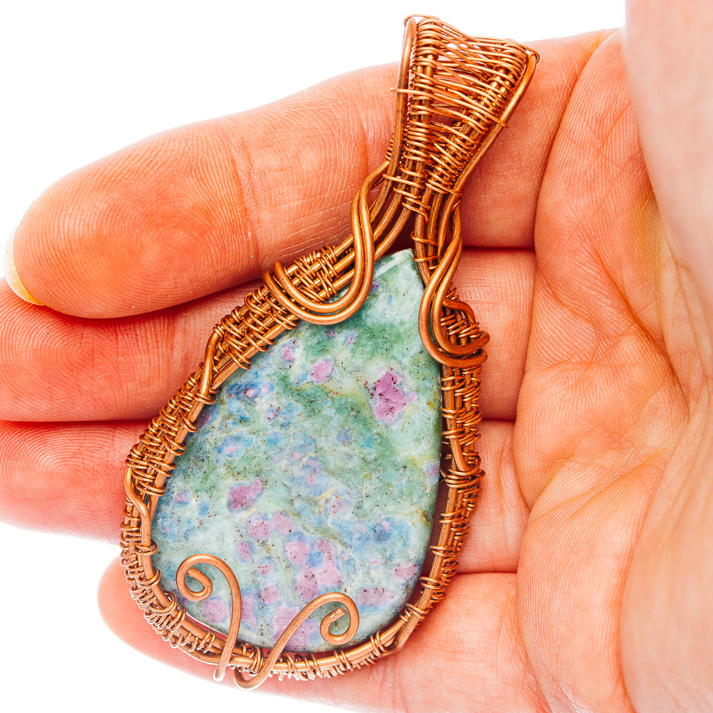 Ruby Fuchsite Wire Wrap Pendant 2 3/4" (Copper)