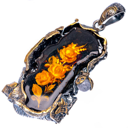 Ana Silver Co Baltic Amber Cameo Pendant 2 5/8" (925 Sterlnig Silver)