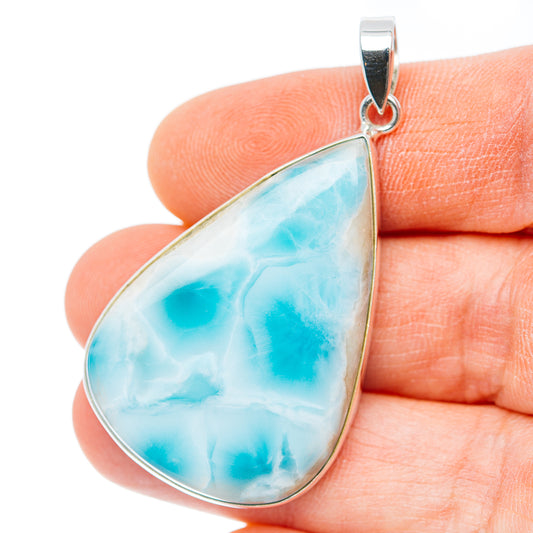 Premium Larimar Pendant 2" (.925 Sterling Silver) Carat