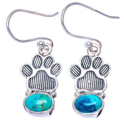 Chrysocolla Paw Earrings 1 1/4" (925 Sterling Silver) E1423