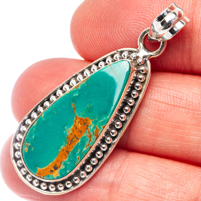 Royston Turquoise Pendant 1 5/8" (.925 Sterling Silver)