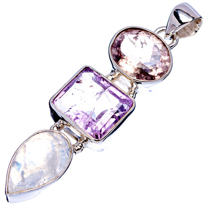 Premium Rainbow Moonstone, Ametrine, Amethyst Pendant 2 1/8" (.925 Sterling Silver)