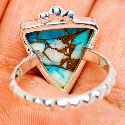 Southwestern Style Ice Blue Dahlia Mohave Turquoise Ring Size 7.25 (.925 Sterling Silver)