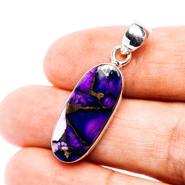 Premium Purple Dahlia Turquoise Pendant 1 3/8" (.925 Sterling Silver)