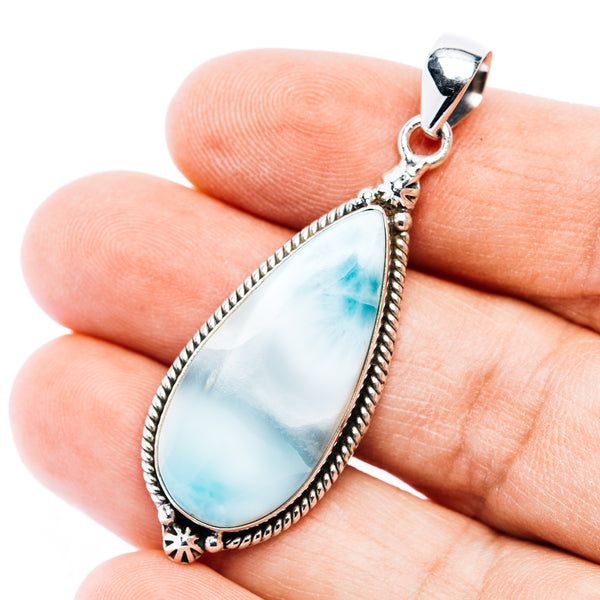 Premium Larimar Pendant 2 1/8" (.925 Sterling Silver)