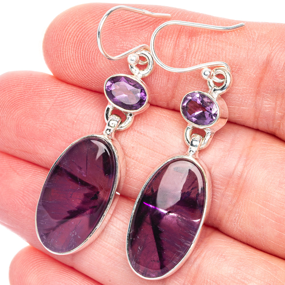 Star Amethyst, Amethyst Earrings 1 7/8" (925 Sterling Silver) E433120