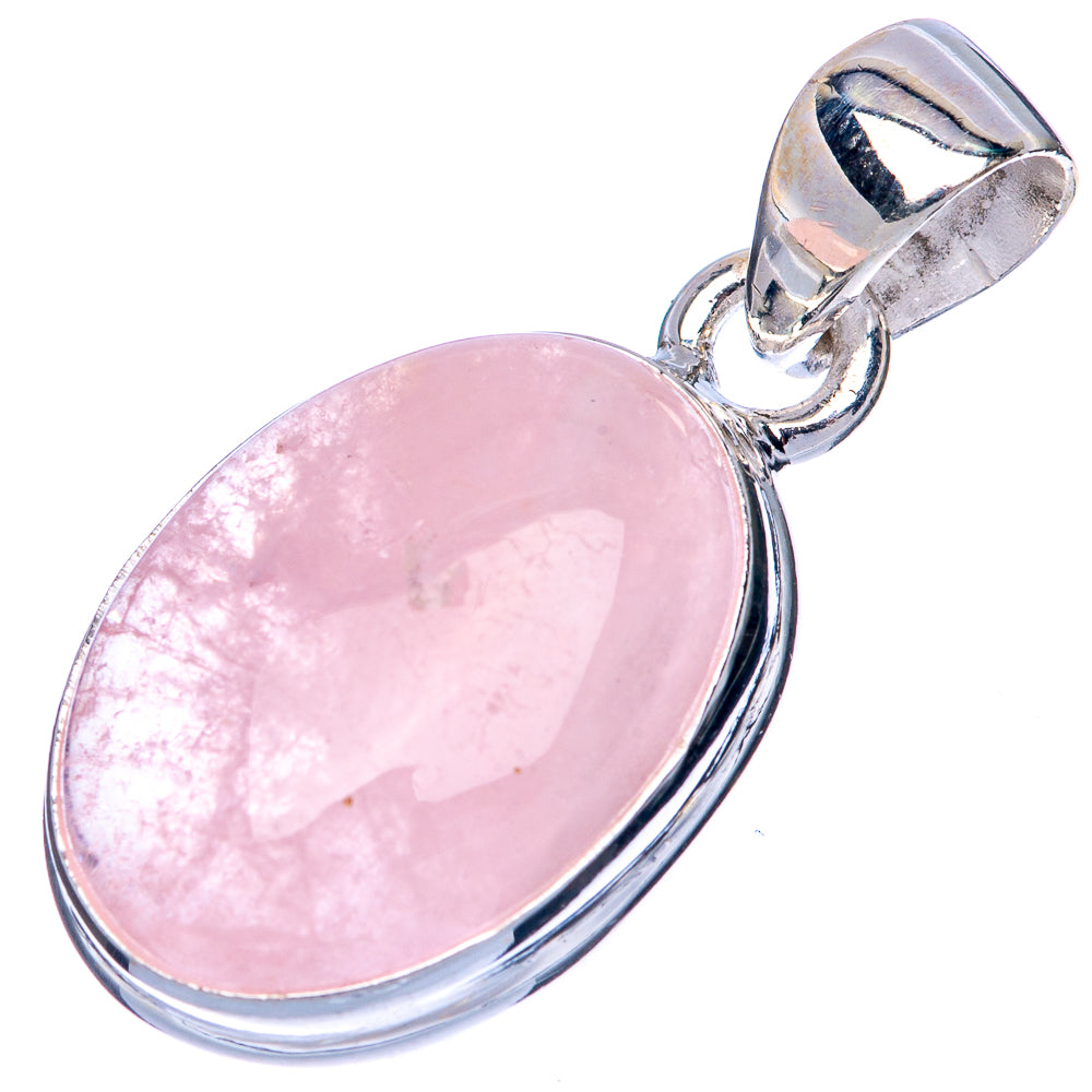 Oval morganite gemstone pendant in 925 sterling silver with hinged bail