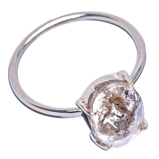 Oval faceted cacoxenite ring in .925 sterling silver, three-prong bezel setting