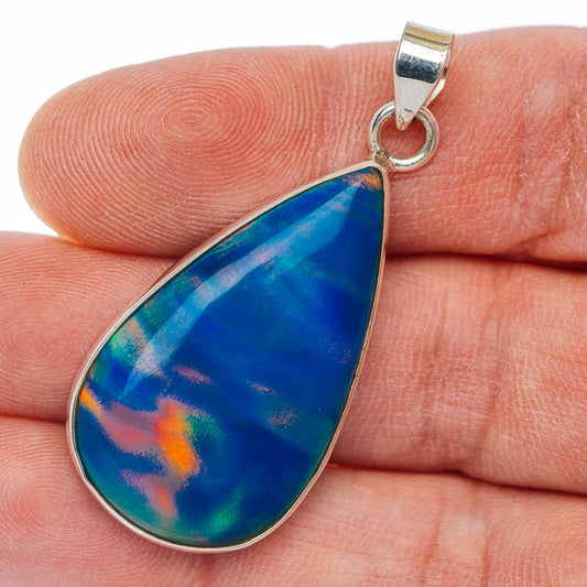 Aurora Opal Pendant 1 3/4" (.925 Sterling Silver)