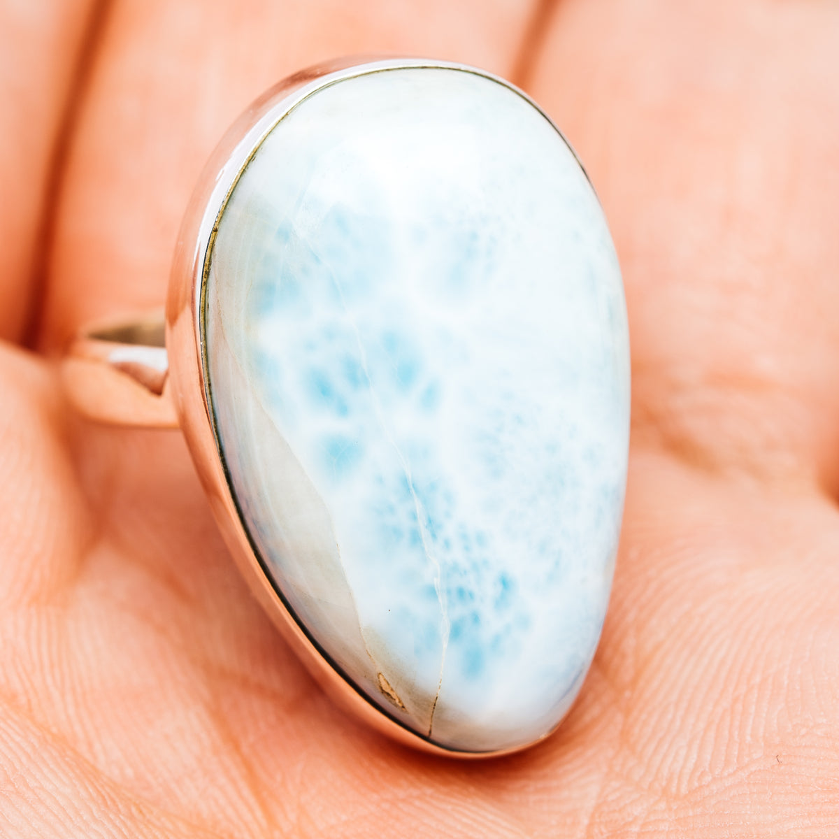 Larimar Ring Size 8 (.925 Sterling Silver)