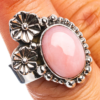 Exclusive Southwestern Style Pink Opal Ring Size 6 Adjustable (.925 Sterling Silver)