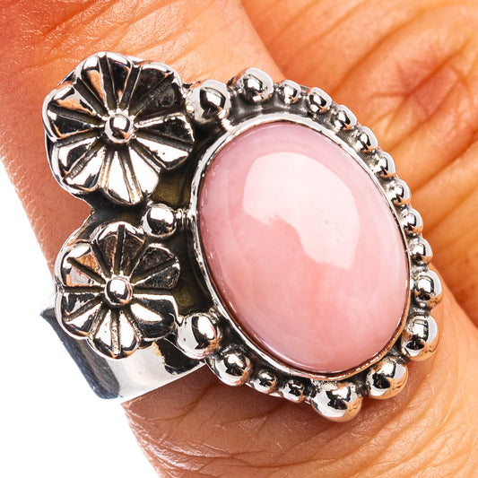 Exclusive Southwestern Style Pink Opal Ring Size 6 Adjustable (.925 Sterling Silver)