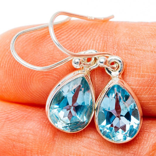 Blue Topaz Earrings 1 1/8" (.925 Sterling Silver)