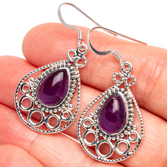 Amethyst 925 Sterling Silver Premium Earrings 1 5/8" (925 Sterling Silver) E2232