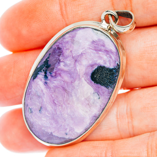 Charoite Pendant 1 7/8" (German Silver)