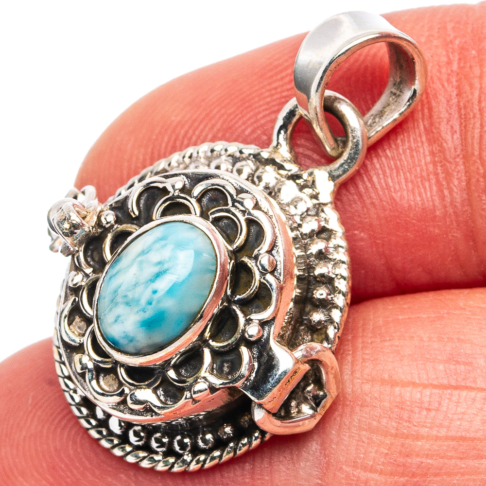 Larimar Poison Pendant 1 1/8" (.925 Sterling Silver)