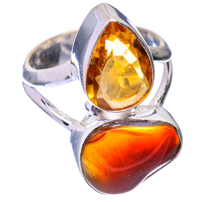 Mexican Fire Agate, Citrine Ring Size 5.75 (925 Sterling Silver) R141591