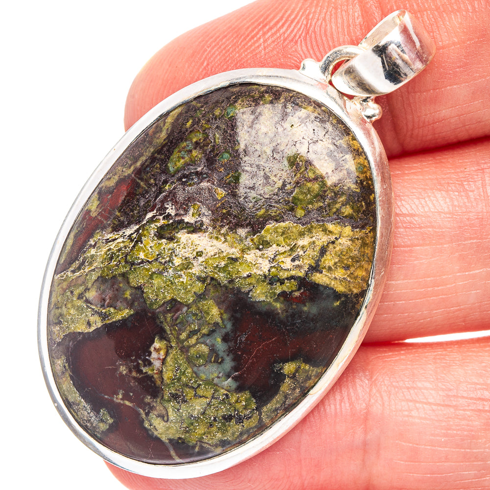 Dragon's Blood Stone Pendant 1 7/8" (.925 Sterling Silver)