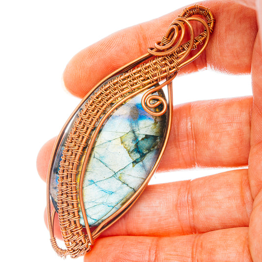 Labradorite Wire Wrap Pendant 3" (Copper)