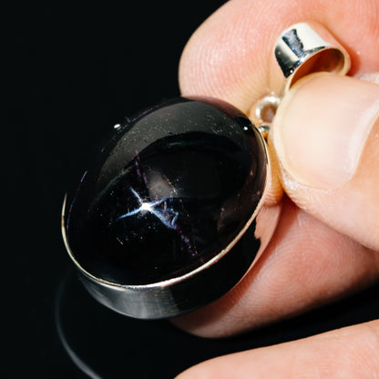 Premium Star Garnet Pendant 1 1/2" (.925 Sterling Silver)