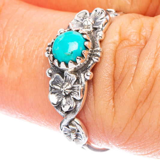 Value Arizona Turquoise Flower Ring Size 6.75 (925 Sterling Silver) R7213