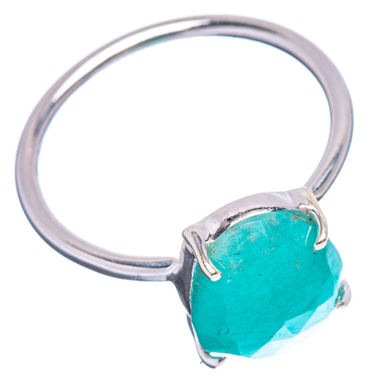 925 sterling silver ring, open band with turquoise amazonite teardrop centerpiece