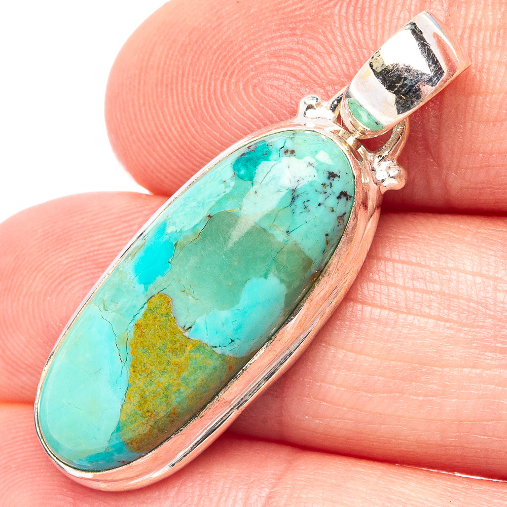Mohave Turquoise Pendant 1 3/8" (.925 Sterling Silver)