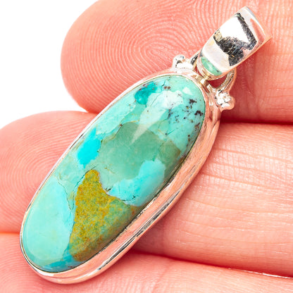 Mohave Turquoise Pendant 1 3/8" (.925 Sterling Silver)