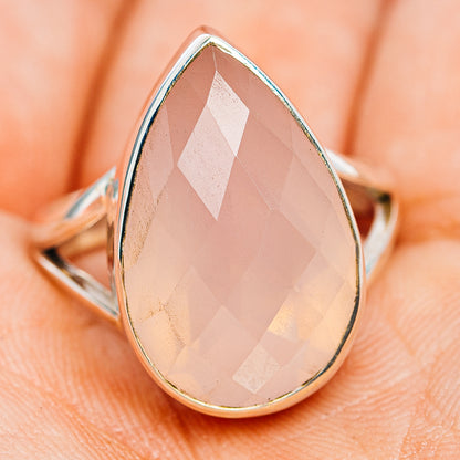 Premium Faceted Rose Quartz Ring Size 8.5 (.925 Sterling Silver)