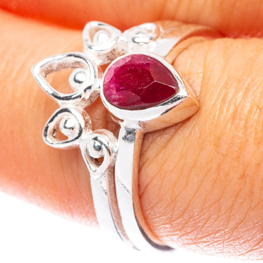 Red Sillimnate Ring Size 7.75 (925 Sterling Silver) R5509