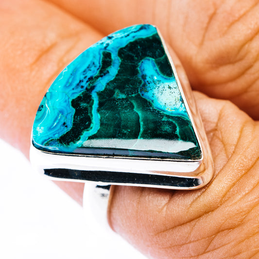Premium Malachite In Chrysocolla Ring Size 7 (.925 Sterling Silver)