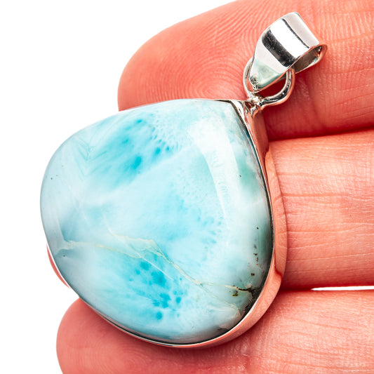 Premium Larimar Pendant 1 5/8" (.925 Sterling Silver)