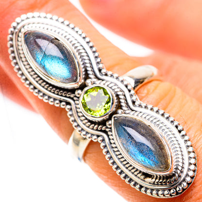 Large Labradorite, Peridot Ring Size 7.25 (925 Sterling Silver) RING137981