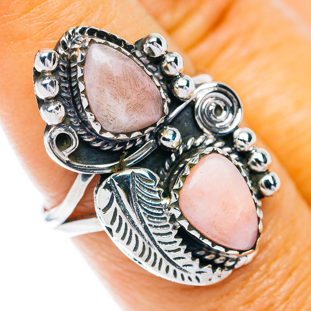 Southwestern Style Pink Opal Ring Size 8 (.925 Sterling Silver)