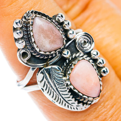 Southwestern Style Pink Opal Ring Size 8 (.925 Sterling Silver)